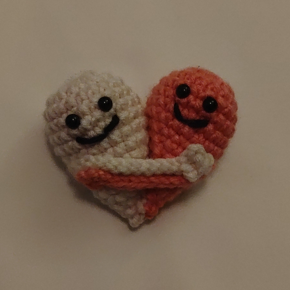 Valentine's Day Amigurumi Hugging Hearts Pink 4 Inches
